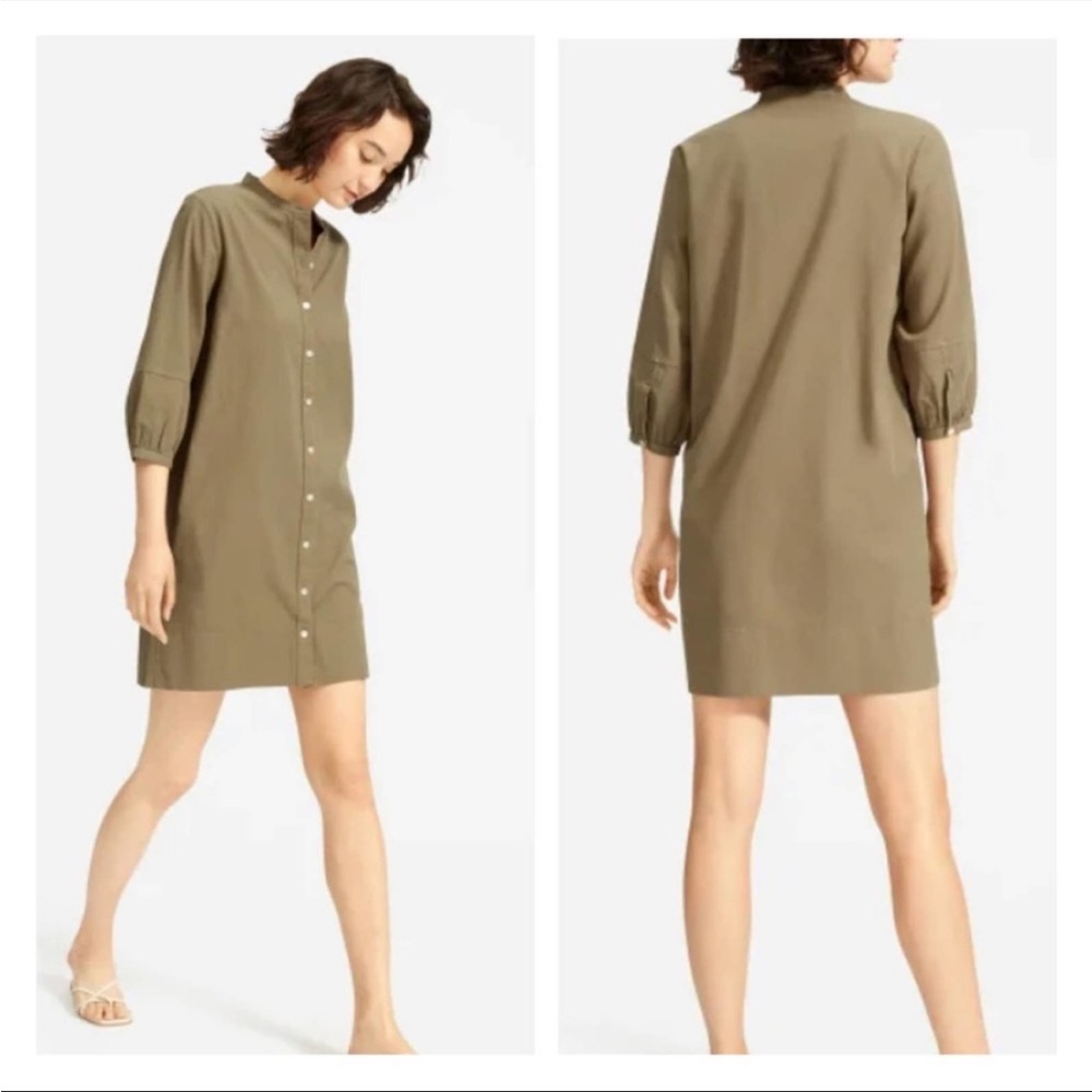 Everlane, womens cotton dress, khaki, green, NWT